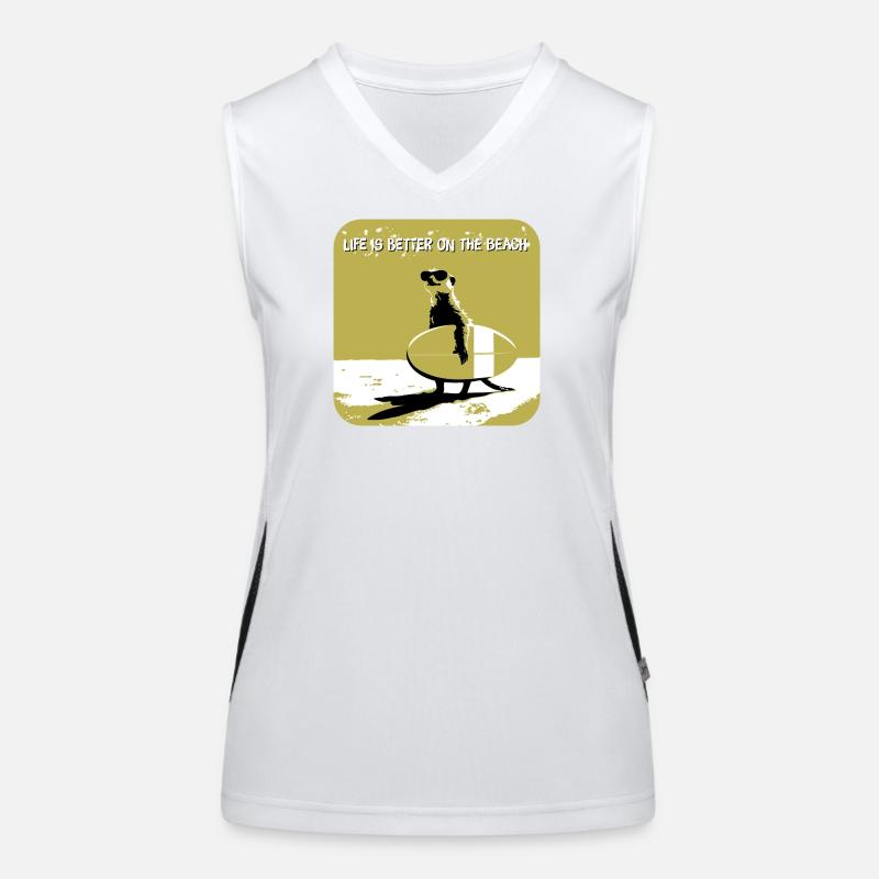 cooles Erdmännchen mit Surfboard Funktionelles Kontrast-Tank Top für Frauen