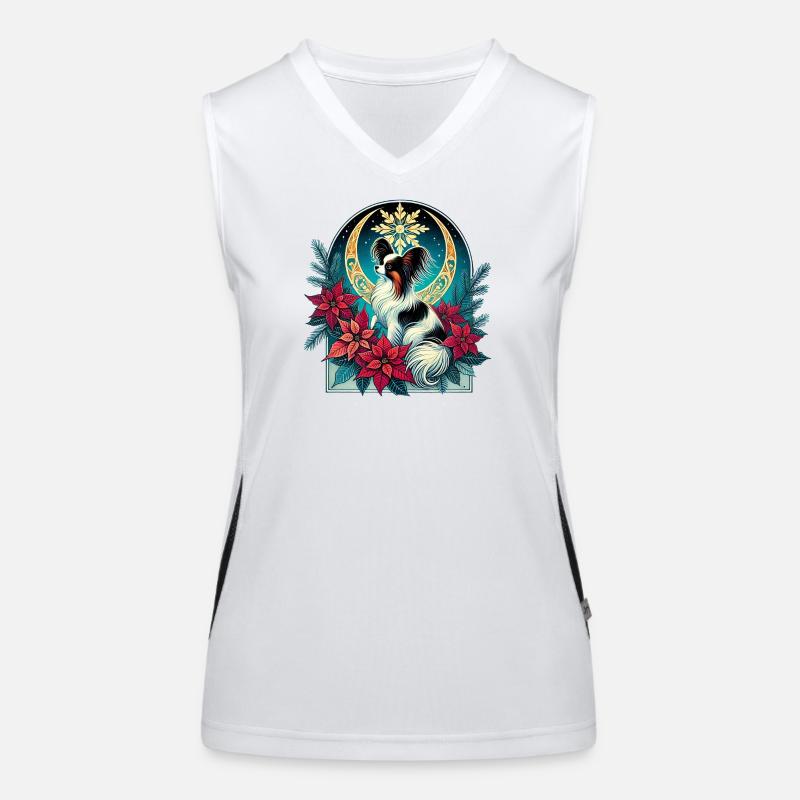 Celestial Papillon Among Poinsettias Women's Functional Contrast Tank Top