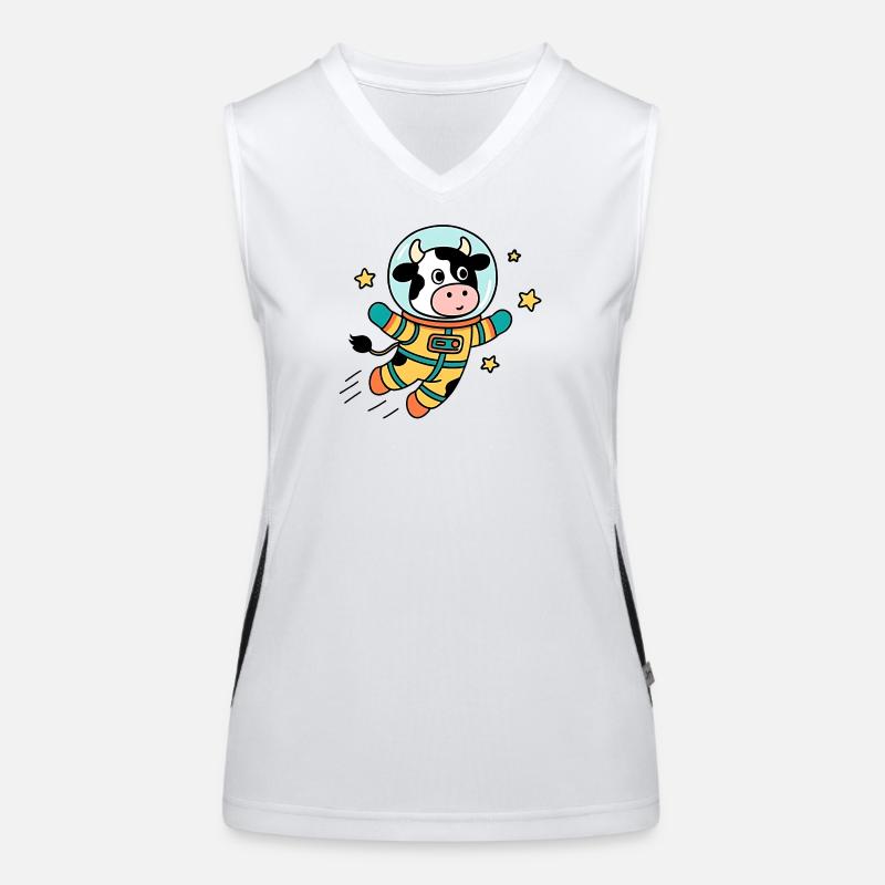 Vache Astronaute dans l'espace Débardeur respirant contrasté Femme