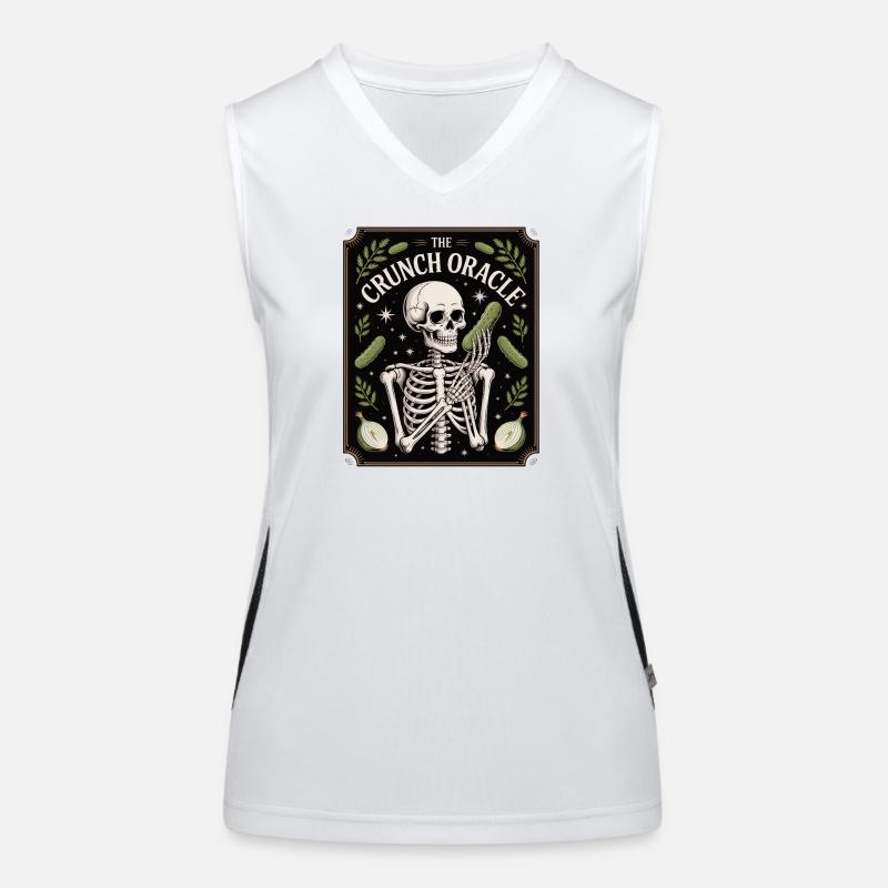 The Crunch Oracle Skeleton And Cucumbers Humor Women's Functional Contrast Tank Top