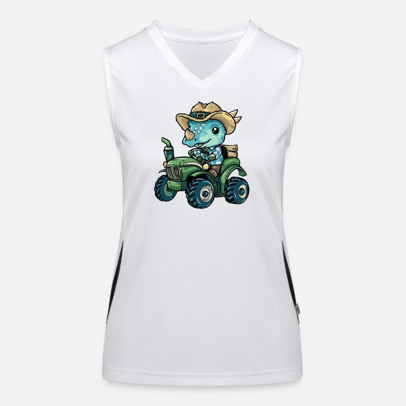 Dinosaurier triceratops Traktor Farmer Funktionelles Kontrast-Tank Top für Frauen