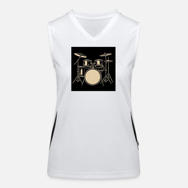Schwarzsilbernes Drumset Illustration Funktionelles Kontrast-Tank Top für Frauen