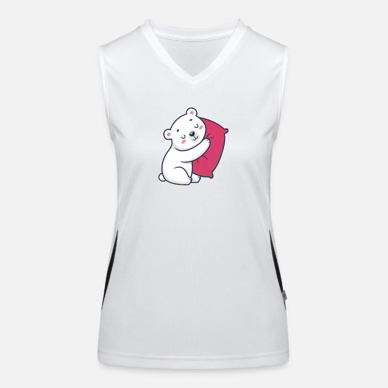 Polar bear hug and pink pillow Women's Functional Contrast Tank Top