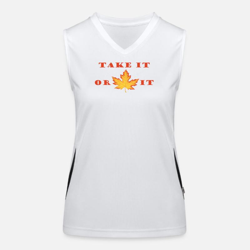 Take It or Leaf It – Orange-Red Maple Leaf Design Women's Functional Contrast Tank Top