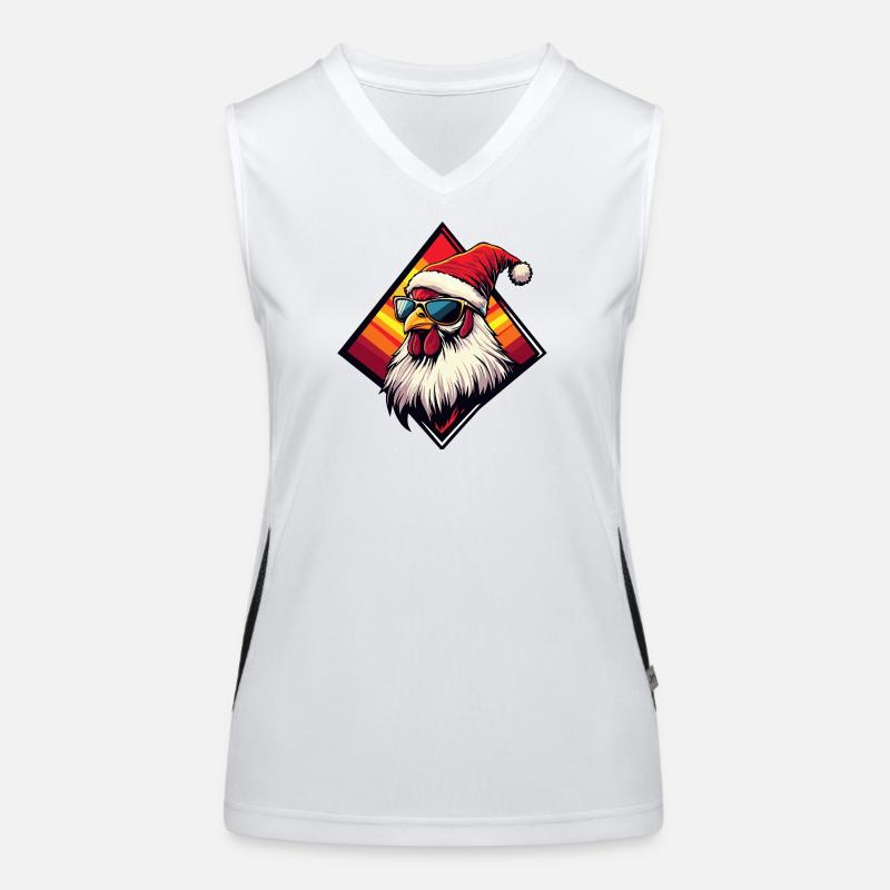 Christmas Chicken in Retro Sunset Women's Functional Contrast Tank Top
