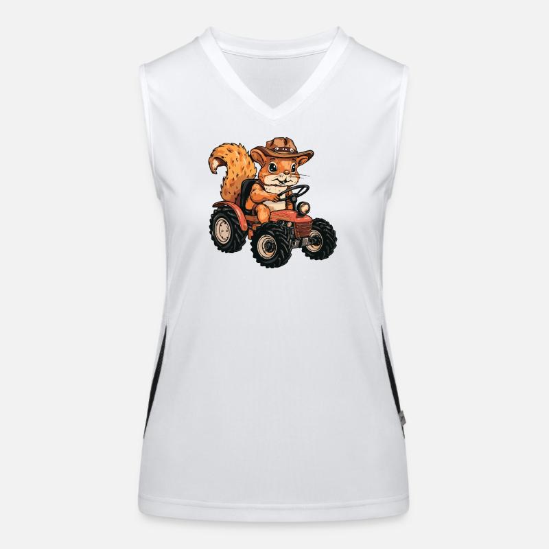 Eichhörnchen Traktor Farmer Funktionelles Kontrast-Tank Top für Frauen