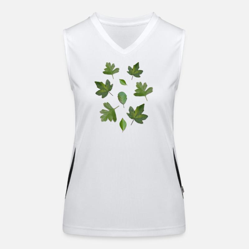 Green Leaves Autumn Nature Leaf Pattern Women's Functional Contrast Tank Top