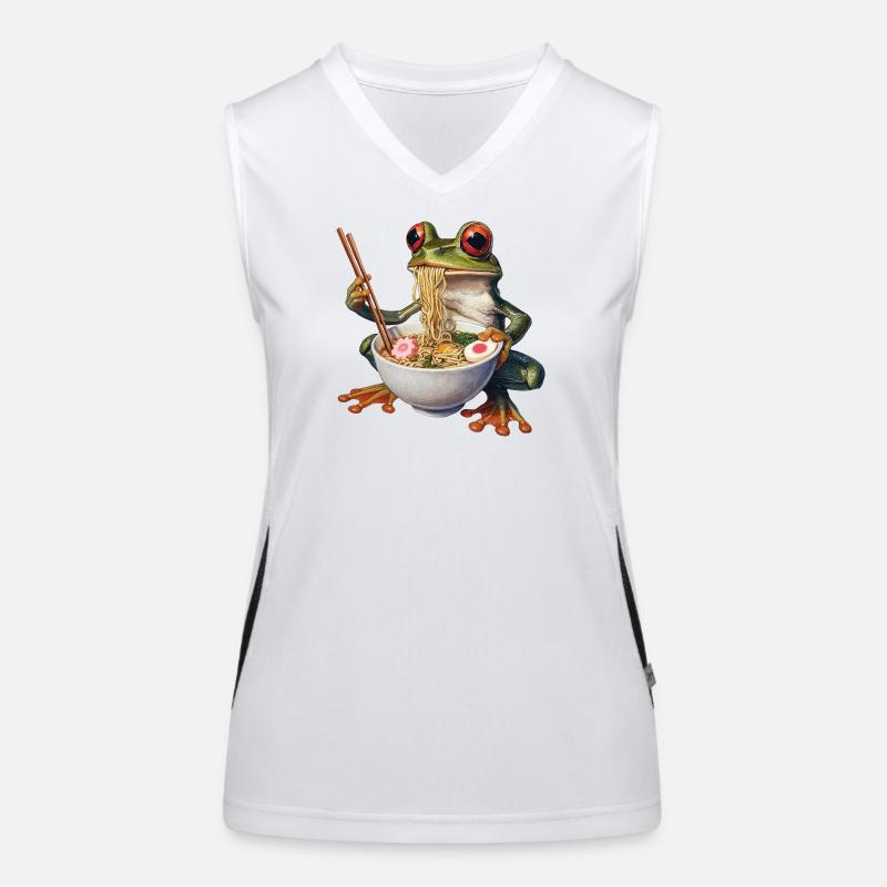 Frosch isst Ramen Funktionelles Kontrast-Tank Top für Frauen