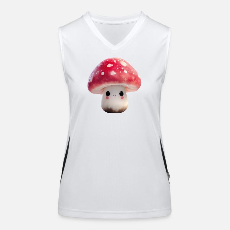 Champignon Kawaii avec visage Débardeur respirant contrasté Femme