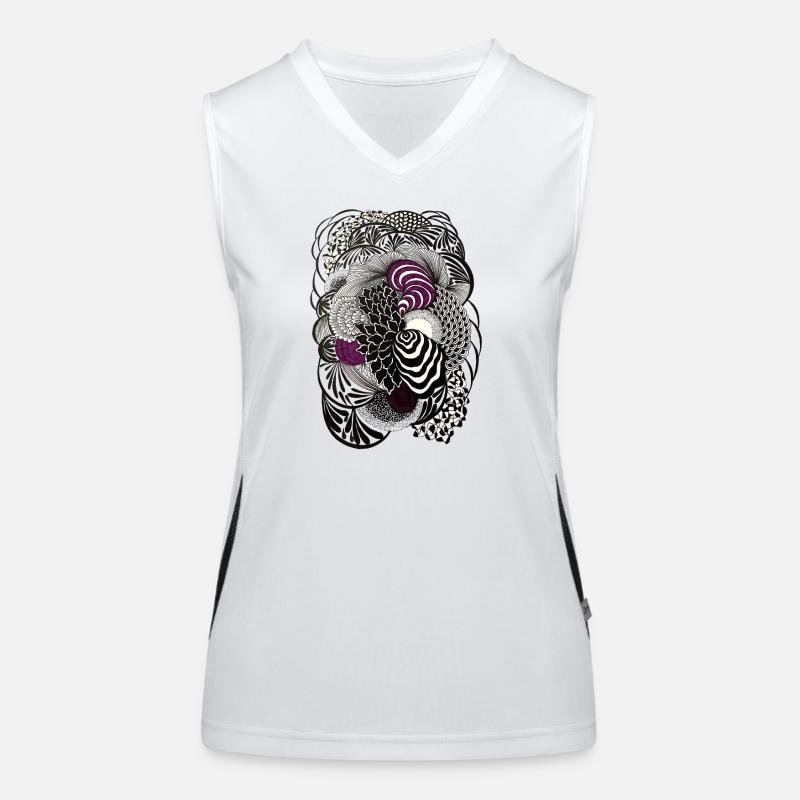 Spirale florale noire et blanche Débardeur respirant contrasté Femme