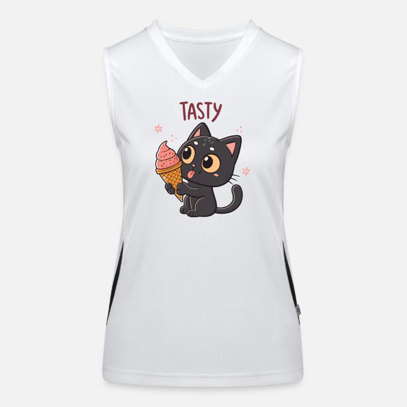 Chat gourmand et cornet glacé Women's Functional Contrast Tank Top