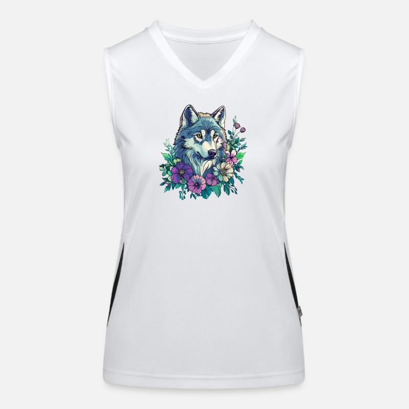 Blütenwolf im Farbkranz Funktionelles Kontrast-Tank Top für Frauen