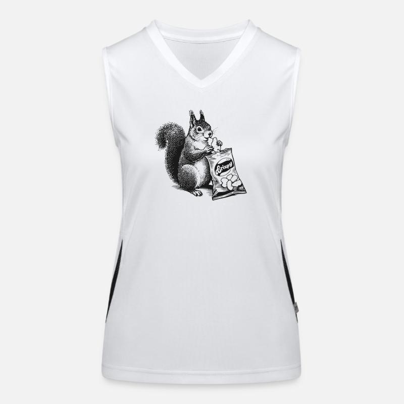 Eichhornchen mit Chips Funktionelles Kontrast-Tank Top für Frauen