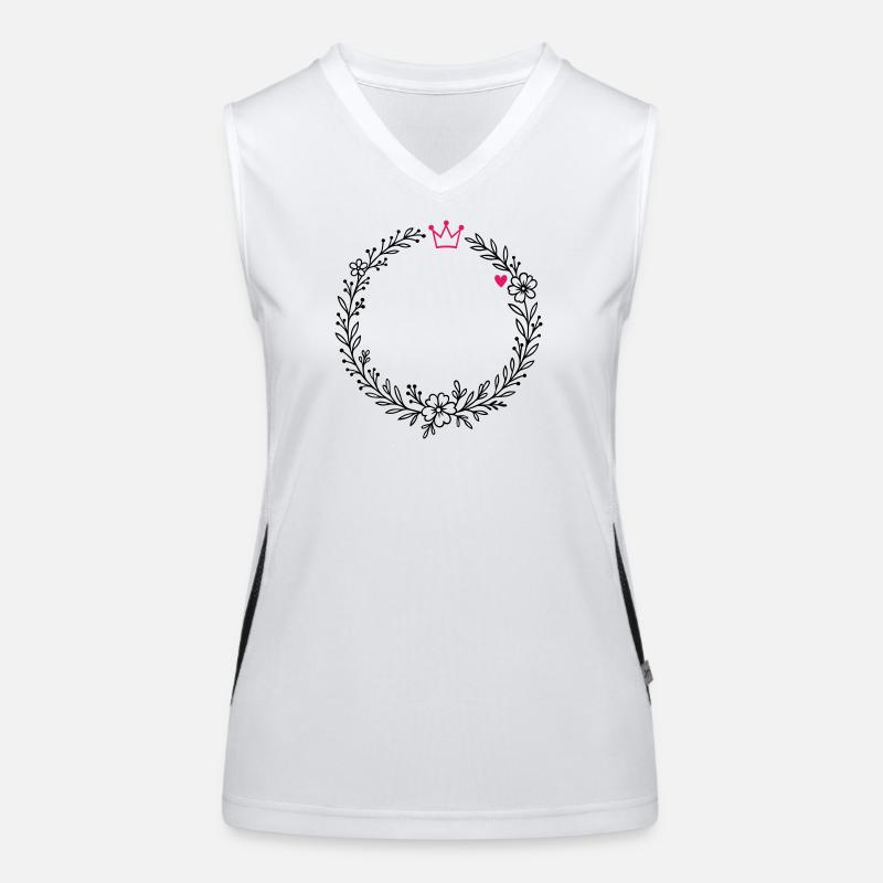 Kranz Blumenkranz mit Krone und Herz Funktionelles Kontrast-Tank Top für Frauen