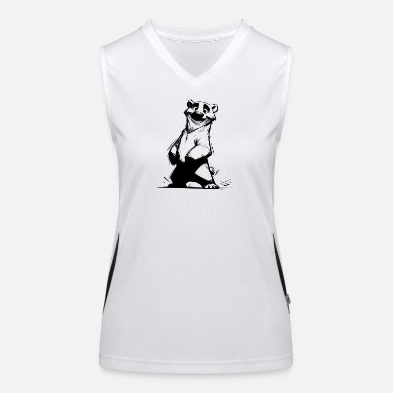 Lächelnder Eisbär Lieblingsmaskottchen Skizze Funktionelles Kontrast-Tank Top für Frauen
