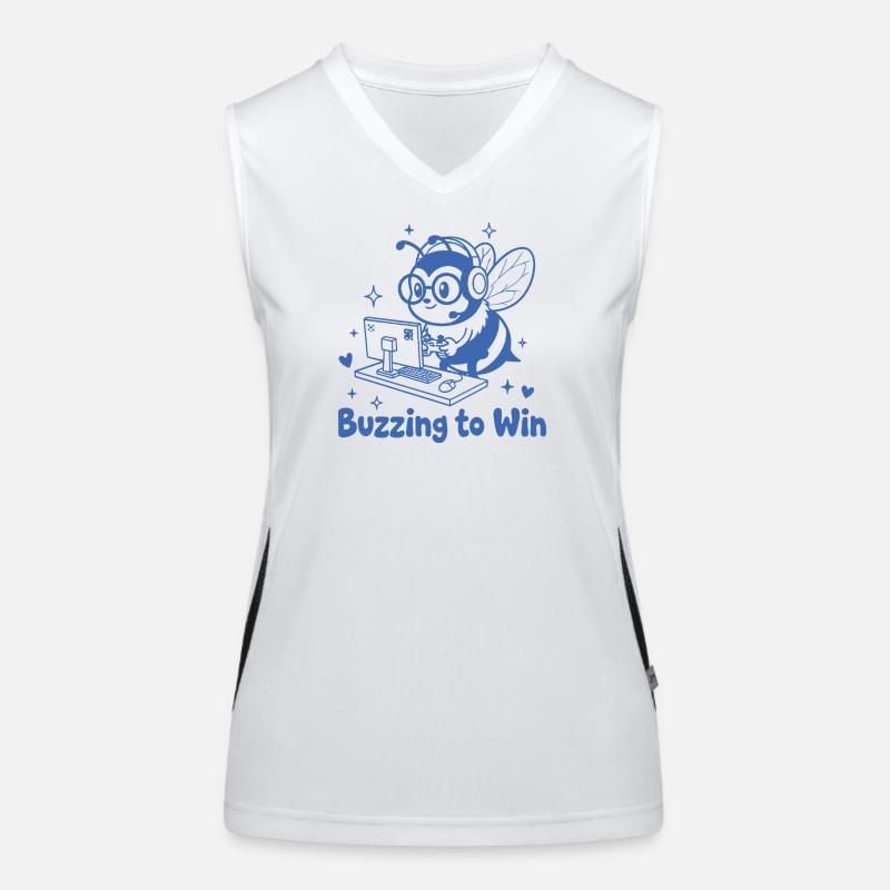 Gaming Biene am PC Buzzing to Win Funktionelles Kontrast-Tank Top für Frauen