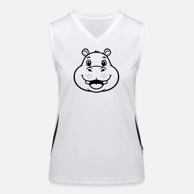 Lachendes Hippo Gesicht Kopf Vektor Funktionelles Kontrast-Tank Top für Frauen