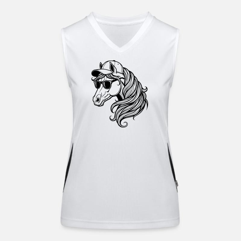 Cool Horse – Pferdekopf mit Cap und Sonnenbrille Funktionelles Kontrast-Tank Top für Frauen
