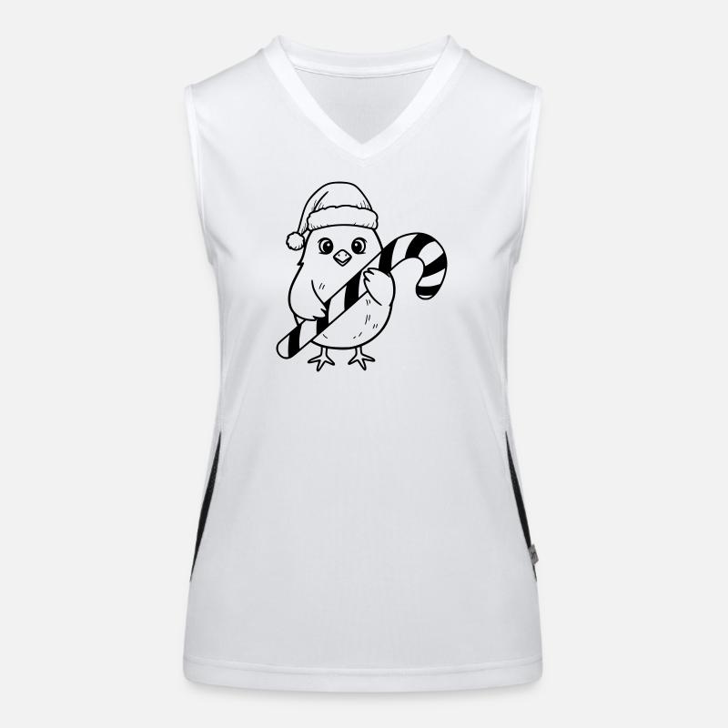 Süßer Weihnachtsvogel mit Candy Cane Illustration Funktionelles Kontrast-Tank Top für Frauen