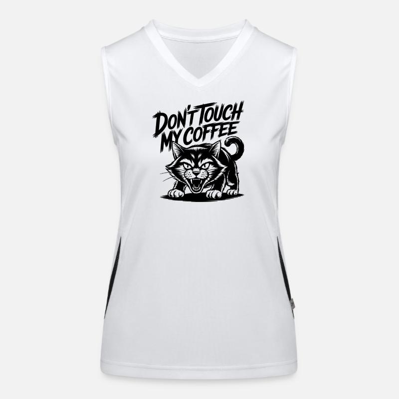 Funny Hissing Cat Coffee Love Design Women's Functional Contrast Tank Top