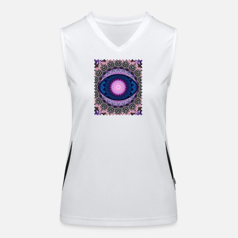 Mandala néon bleu rose Débardeur respirant contrasté Femme
