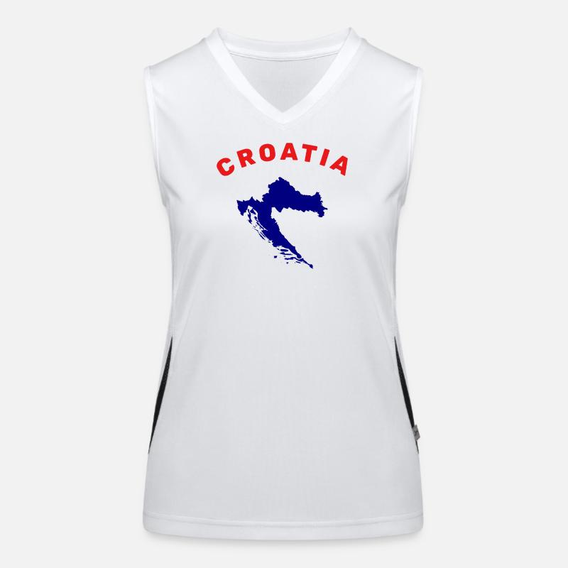 Croatia Map - Women's Functional Contrast Tank Top - white/black