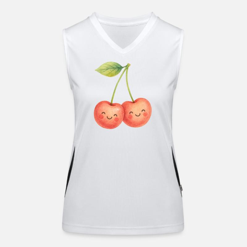 Kuschelige Kirschpärchen Kirsche Obst Sommer Liebe Funktionelles Kontrast-Tank Top für Frauen