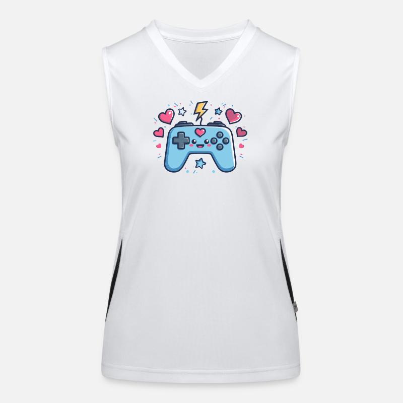 Kawaii Game Controller Herz Design Funktionelles Kontrast-Tank Top für Frauen