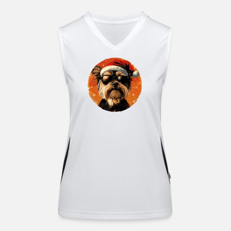 Santa Hund mit Sonnenbrille Funktionelles Kontrast-Tank Top für Frauen
