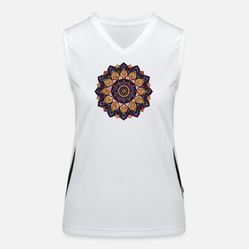 Lebendige Mandala-Blüte Funktionelles Kontrast-Tank Top für Frauen