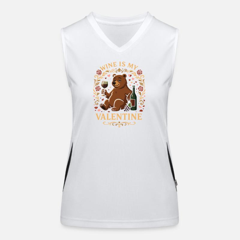Wine Is My Valentine Bear Funktionelles Kontrast-Tank Top für Frauen