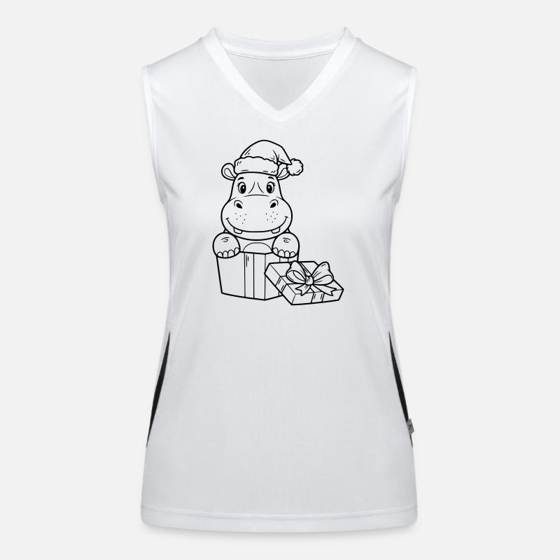 Weihnachts-Nilpferd mit Geschenken Funktionelles Kontrast-Tank Top für Frauen