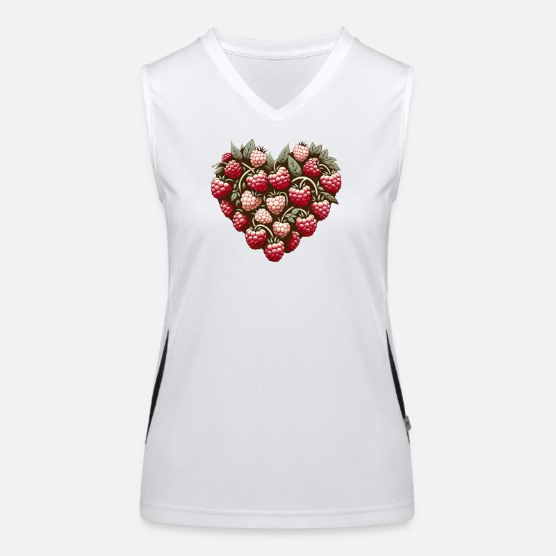 Raspberry Heart Pattern Women's Functional Contrast Tank Top