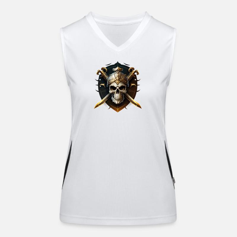 Schädelkrieger mit Helm und Klingen Funktionelles Kontrast-Tank Top für Frauen