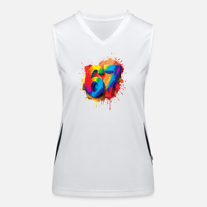 Nummer 67 Splash Colorful Design Nummer Funktionelles Kontrast-Tank Top für Frauen