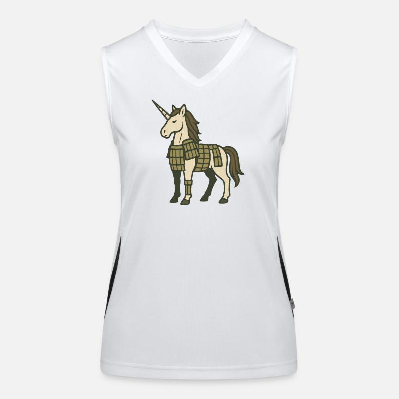 Samurai-Rüstung Einhorn-Krieger-Fantasy-Design Funktionelles Kontrast-Tank Top für Frauen