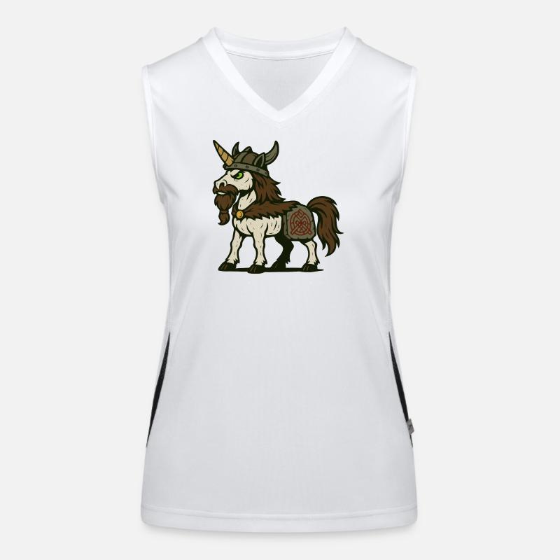 Wikinger-Krieger-Einhorn mit Bart und nordischem Zeichen Funktionelles Kontrast-Tank Top für Frauen