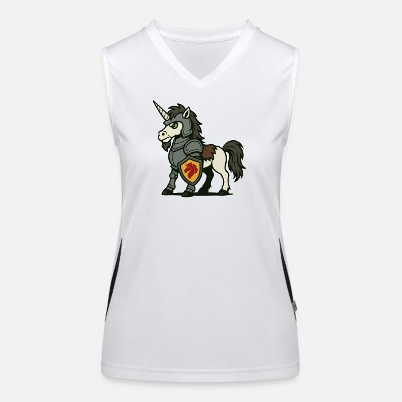 Ritter-Einhorn-Paladin mit Rüstung und Schild Funktionelles Kontrast-Tank Top für Frauen
