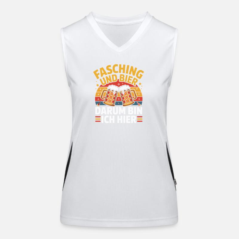  Fasching Und Bier Darum Bin Ich Hier Lustiger Funktionelles Kontrast-Tank Top für Frauen