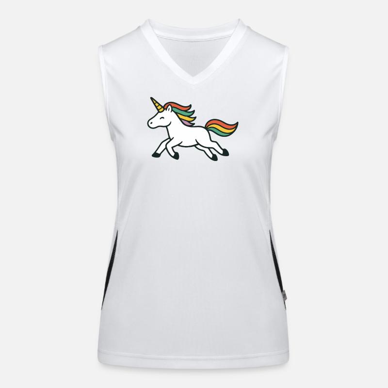 Licorne Joyeuse avec Art de crinière colorée Débardeur respirant contrasté Femme