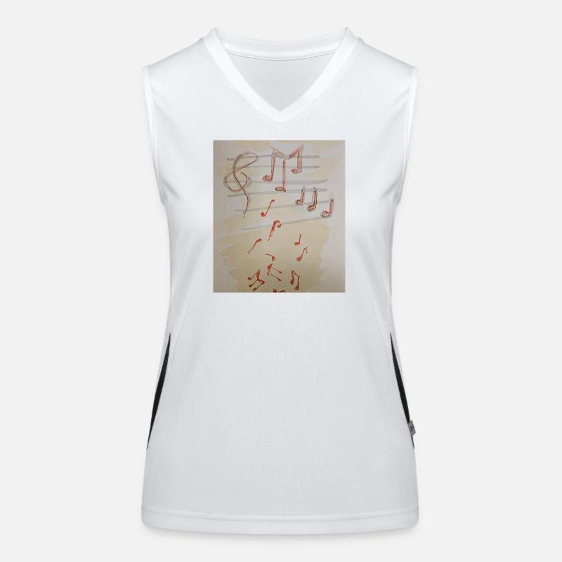 Rote Notenimpression Funktionelles Kontrast-Tank Top für Frauen