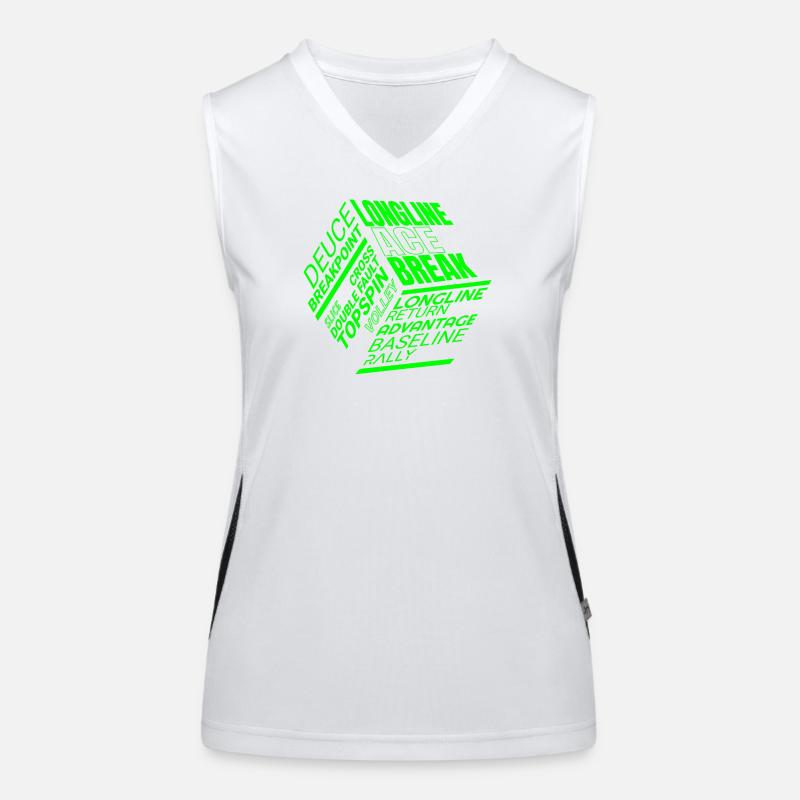 Tennis Glossar von Advantage bis Return Funktionelles Kontrast-Tank Top für Frauen