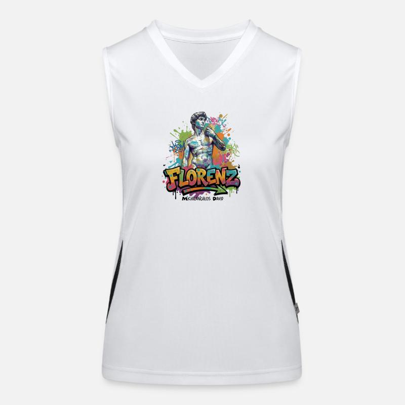 David – Stärke in Stein - Vibrant Graffiti Design Funktionelles Kontrast-Tank Top für Frauen