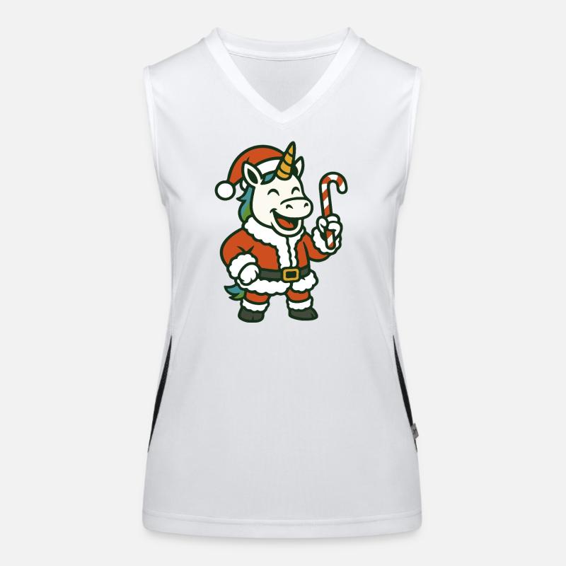 Santa Unicorn With Candy Cane Art Women's Functional Contrast Tank Top