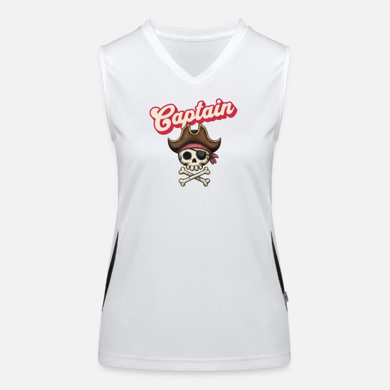 Captain Skull Pirate Icon Women's Functional Contrast Tank Top