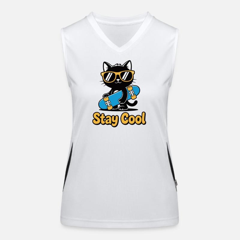 Stay Cool Cat Skateboard Women's Functional Contrast Tank Top