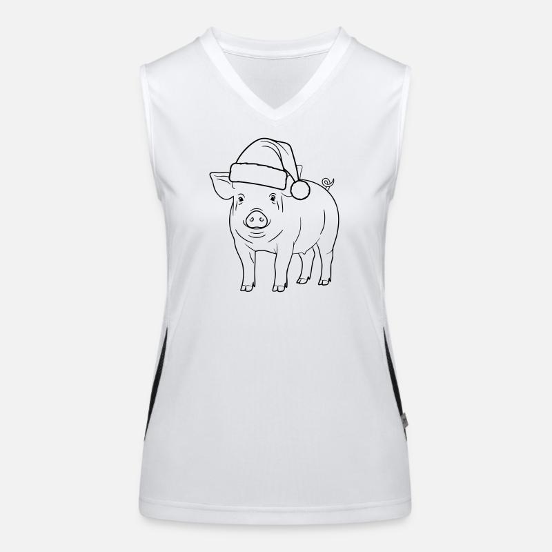 Illustration du cochon avec le chapeau de Père Noël Débardeur respirant contrasté Femme