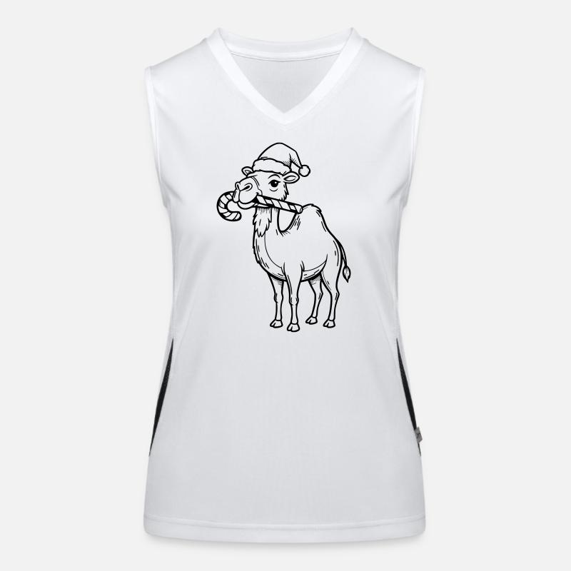 Kamel mit Weihnachtsmütze Illustration Funktionelles Kontrast-Tank Top für Frauen