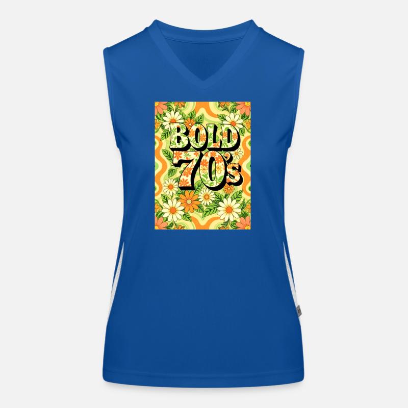 Bold 70s Text Surrounded by Flowers Women's Functional Contrast Tank Top