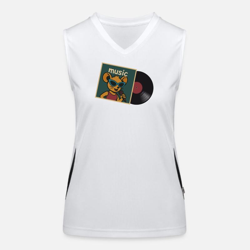 Souris musicale avec micro et disque vinyle Débardeur respirant contrasté Femme